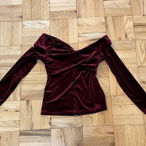 Vince Camuto Burgundy Velvet Off-Shoulder Blouse